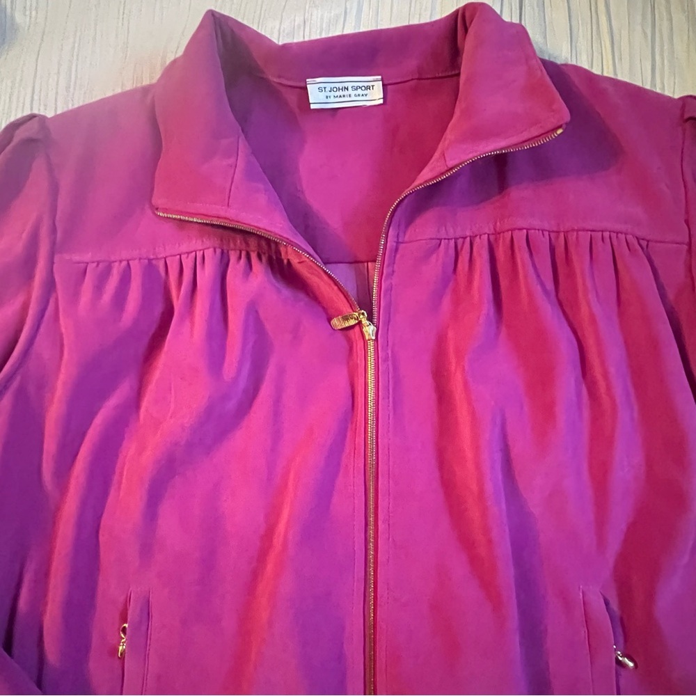 St. John Sport‎ pink jacket zip front long sleeve size large vintage
